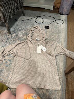 Something Navy Delicate Light Beige Knit Top